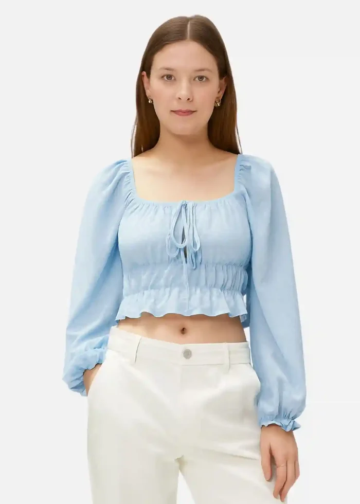 Balloon-Sleeve-Blouse-blue