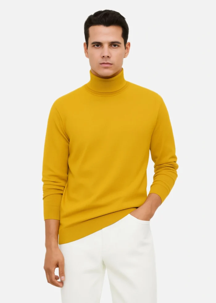 Slim-Fit-Fine-knit-Turtleneck-Sweater-yellow